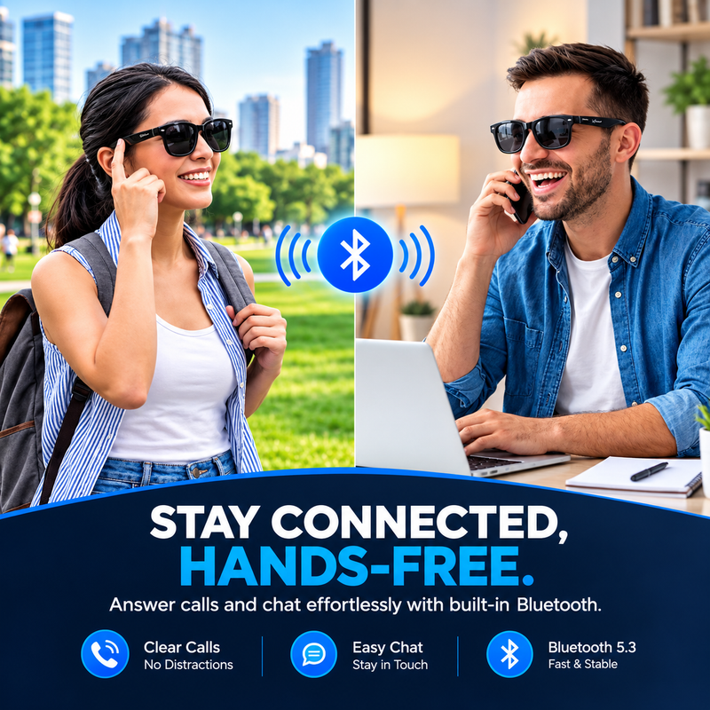 AI Smart Glasses with 8MP HD Camera – Hands-Free Video, Voice Assistant & Translation | 3 Interchangeable Lenses |    نظارات AI الذكية بكاميرا HD بدقة 8 ميجابكسل