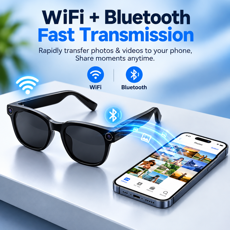 AI Smart Glasses with 8MP HD Camera – Hands-Free Video, Voice Assistant & Translation | 3 Interchangeable Lenses |    نظارات AI الذكية بكاميرا HD بدقة 8 ميجابكسل