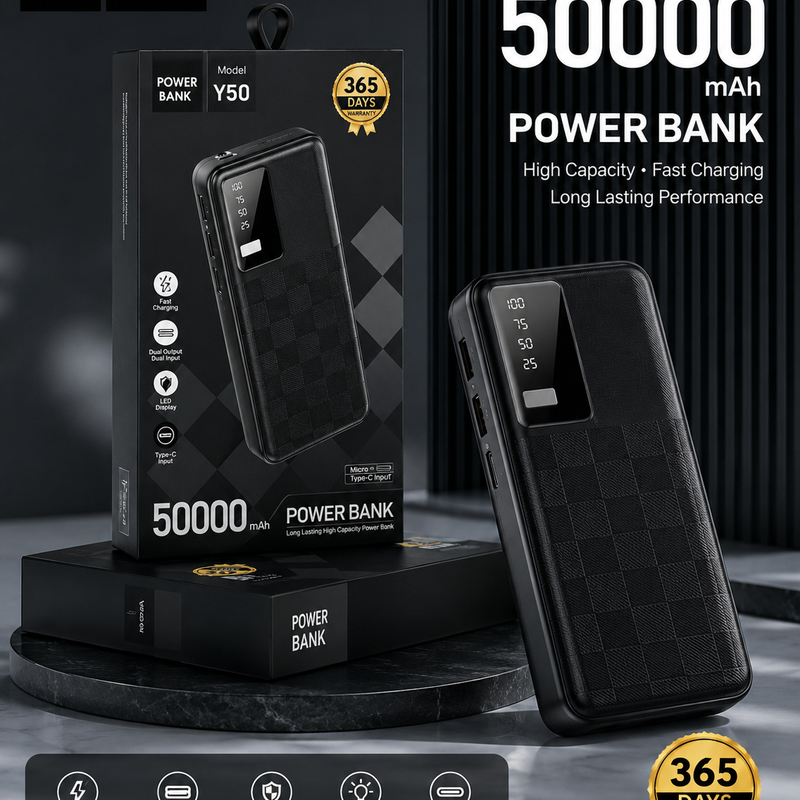 50000mAh Power Bank – Fast Charging Portable Charger for Phones, Tablets & Laptops