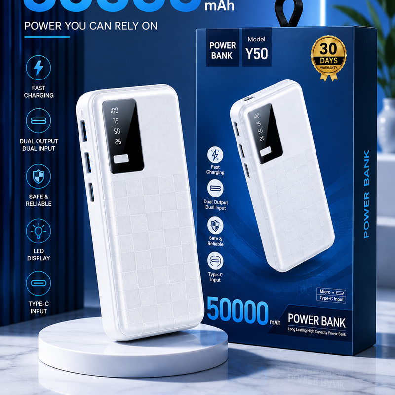 50000mAh Power Bank – Fast Charging Portable Charger for Phones, Tablets & Laptops
