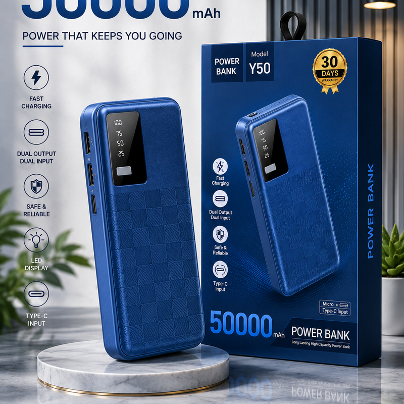 50000mAh Power Bank – Fast Charging Portable Charger for Phones, Tablets & Laptops