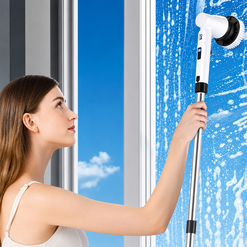 Electric Cleaning Brush With Stand | 10 in 1 Cordless Shower Scrubber