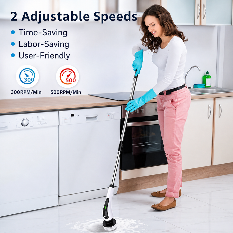 Electric Cleaning Brush With Stand | 10 in 1 Cordless Shower Scrubber