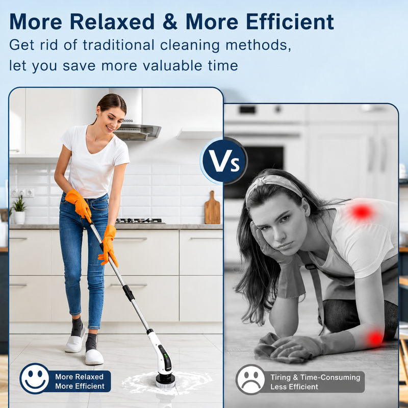 Electric Cleaning Brush With Stand | 10 in 1 Cordless Shower Scrubber