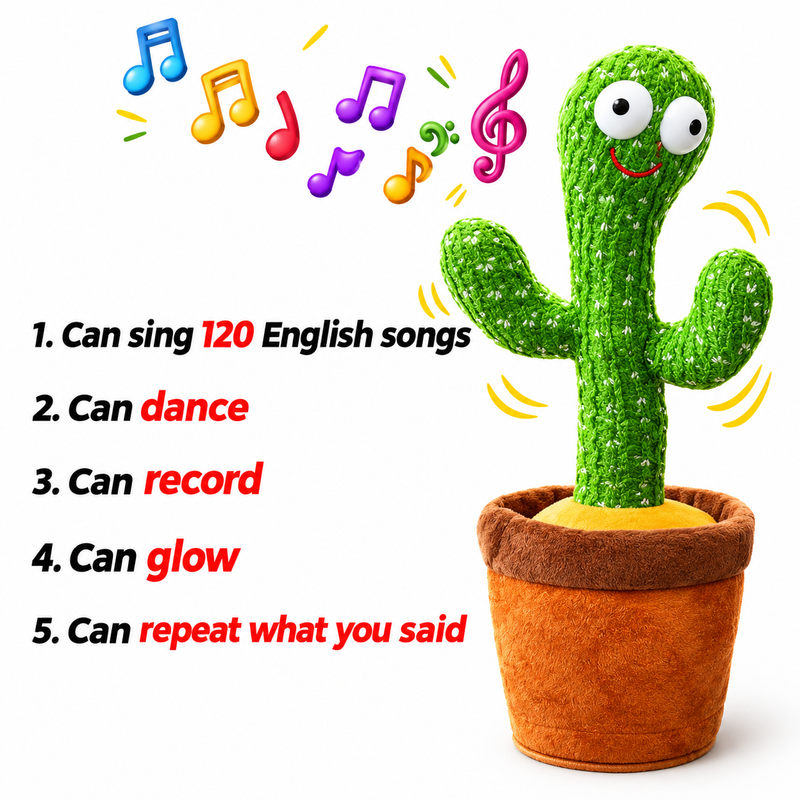 Dancing Talking Cactus Toy & Repeat What You Say | لعبة الصبارة الراقصة والمتحدثة التي تكرر ما تقوله