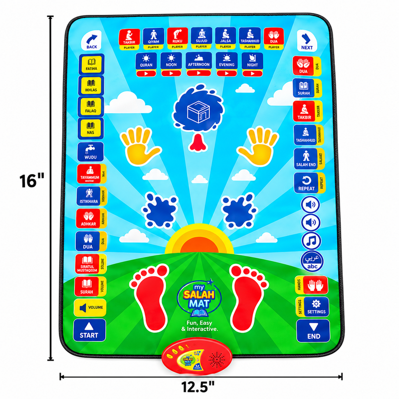 Prayer Mat with 36 Touch Keys, 15 Languages, Speaker, & Booklets | My Salah Mat